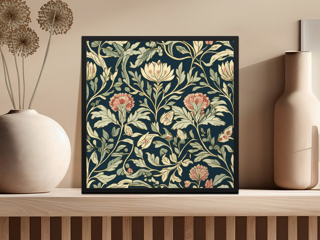 William Morris Seamless Pattern Navy Blue Green Pink Digital - Moore and Mountain