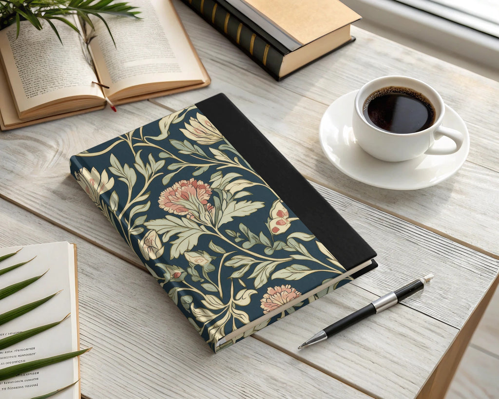 William Morris Seamless Pattern Navy Blue Green Pink Digital - Moore and Mountain