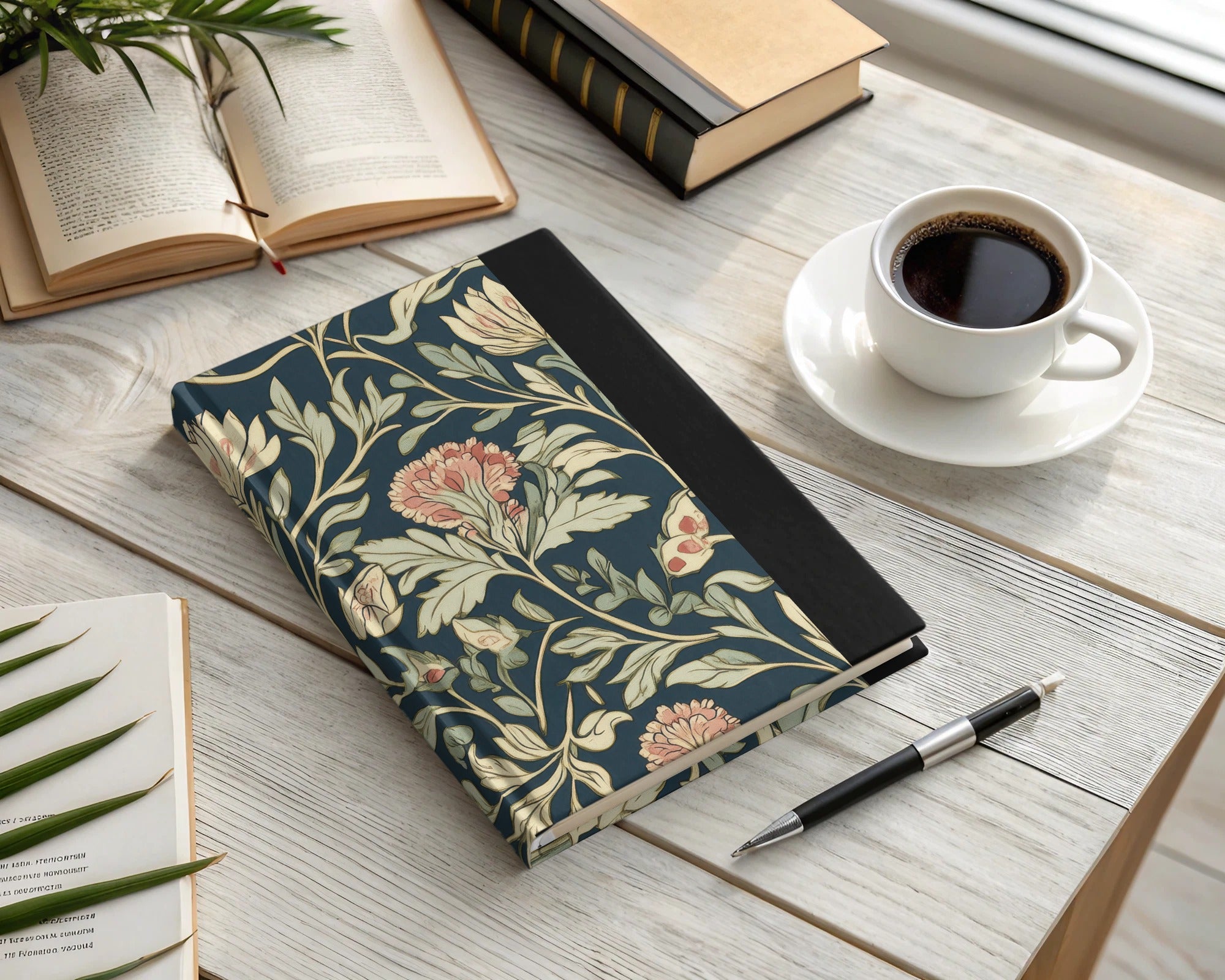 William Morris Seamless Pattern Navy Blue Green Pink Digital - Moore and Mountain