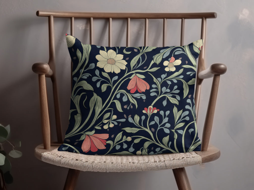 William Morris Seamless Pattern Navy Green Coral Digital - Moore and Mountain
