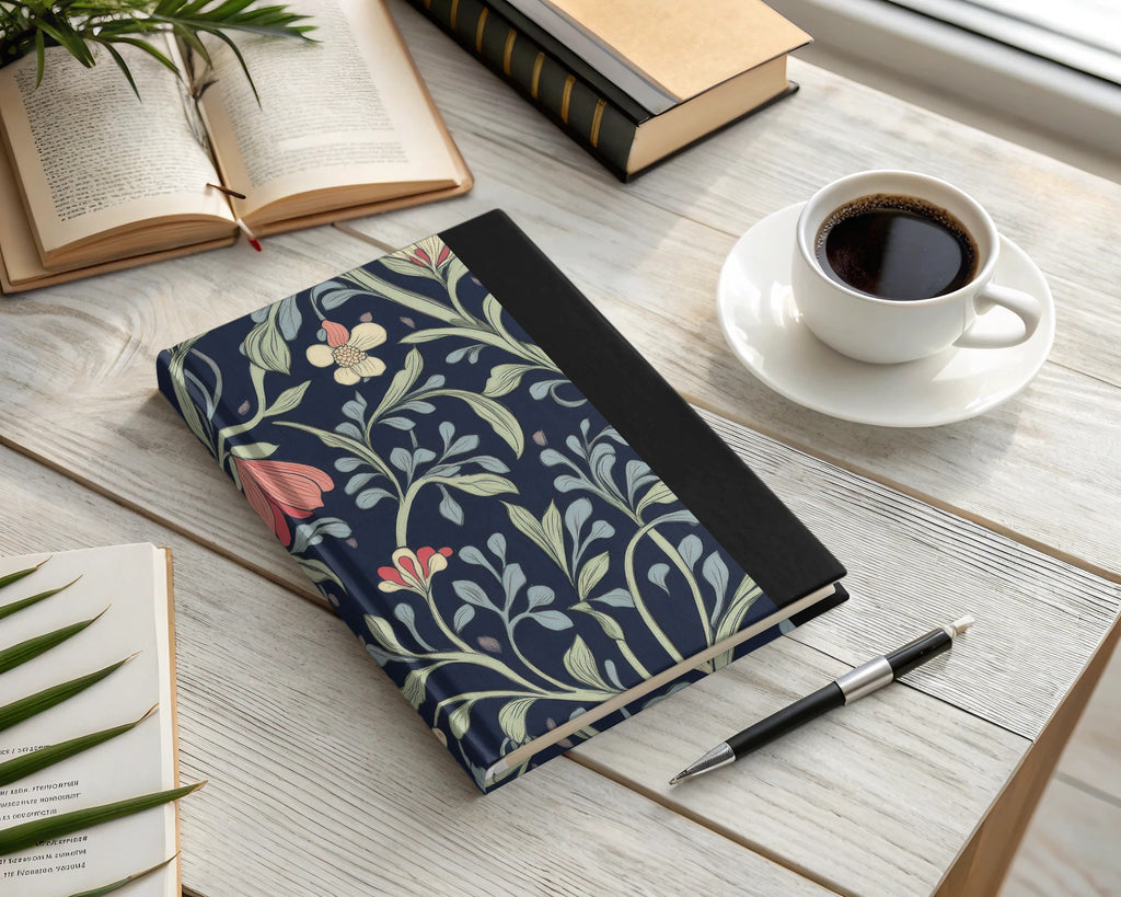 William Morris Seamless Pattern Navy Green Coral Digital - Moore and Mountain