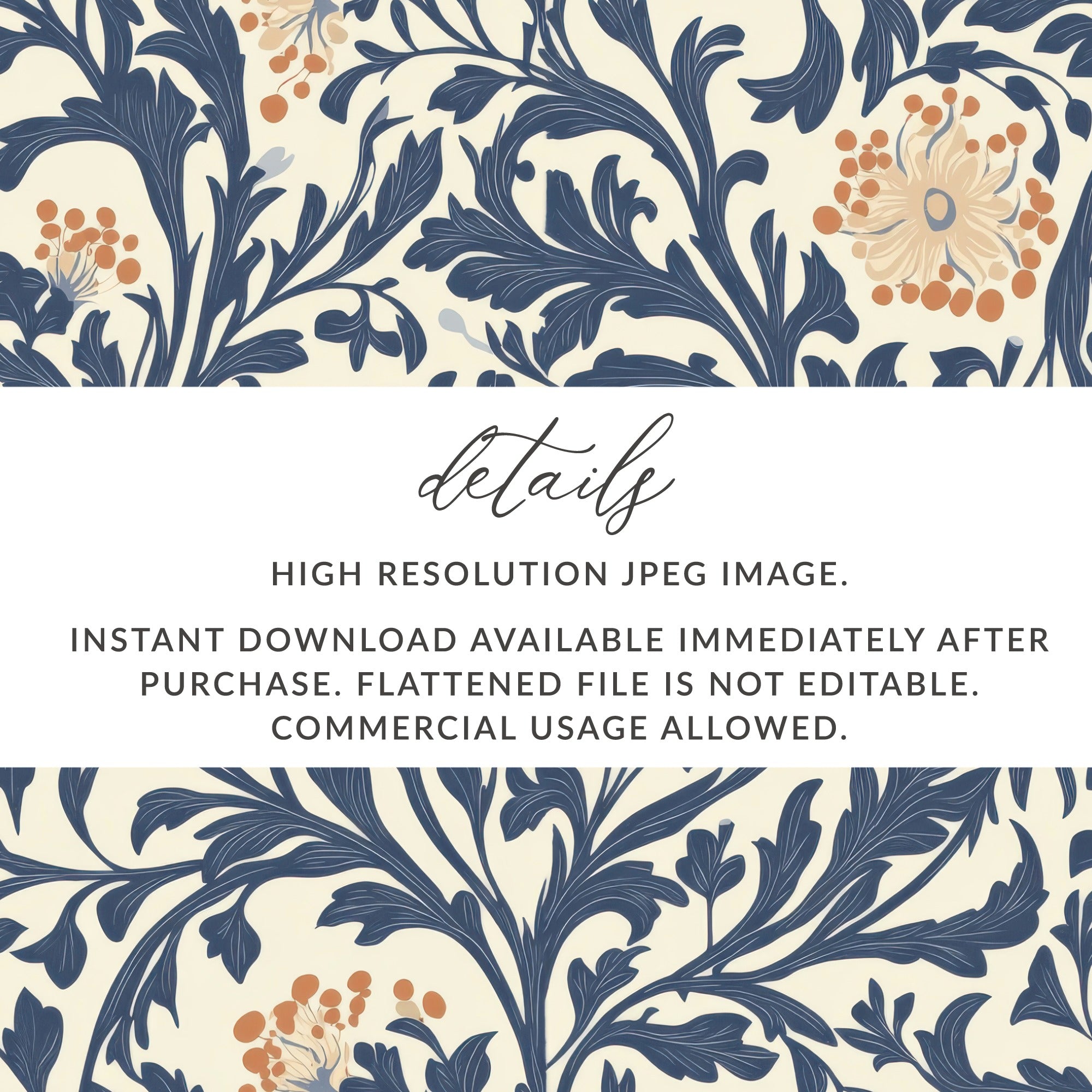 William Morris Seamless Vines Background Dark For Commercial Use - Moore and Mountain