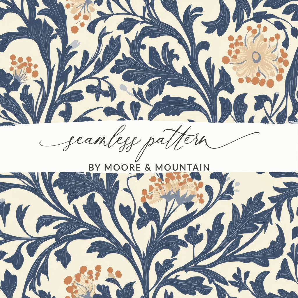 William Morris Seamless Vines Background Dark For Commercial Use - Moore and Mountain
