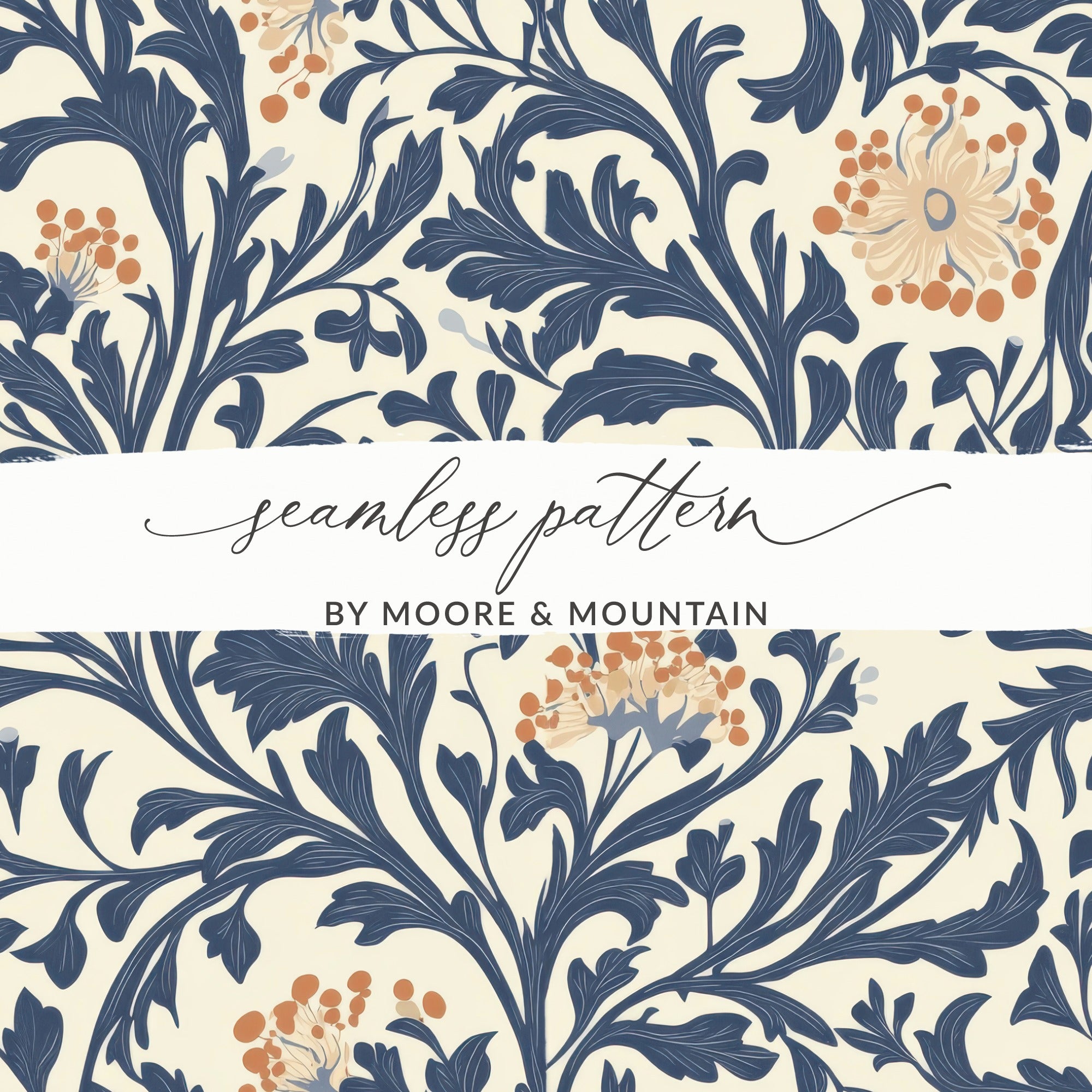 William Morris Seamless Vines Background Dark For Commercial Use - Moore and Mountain