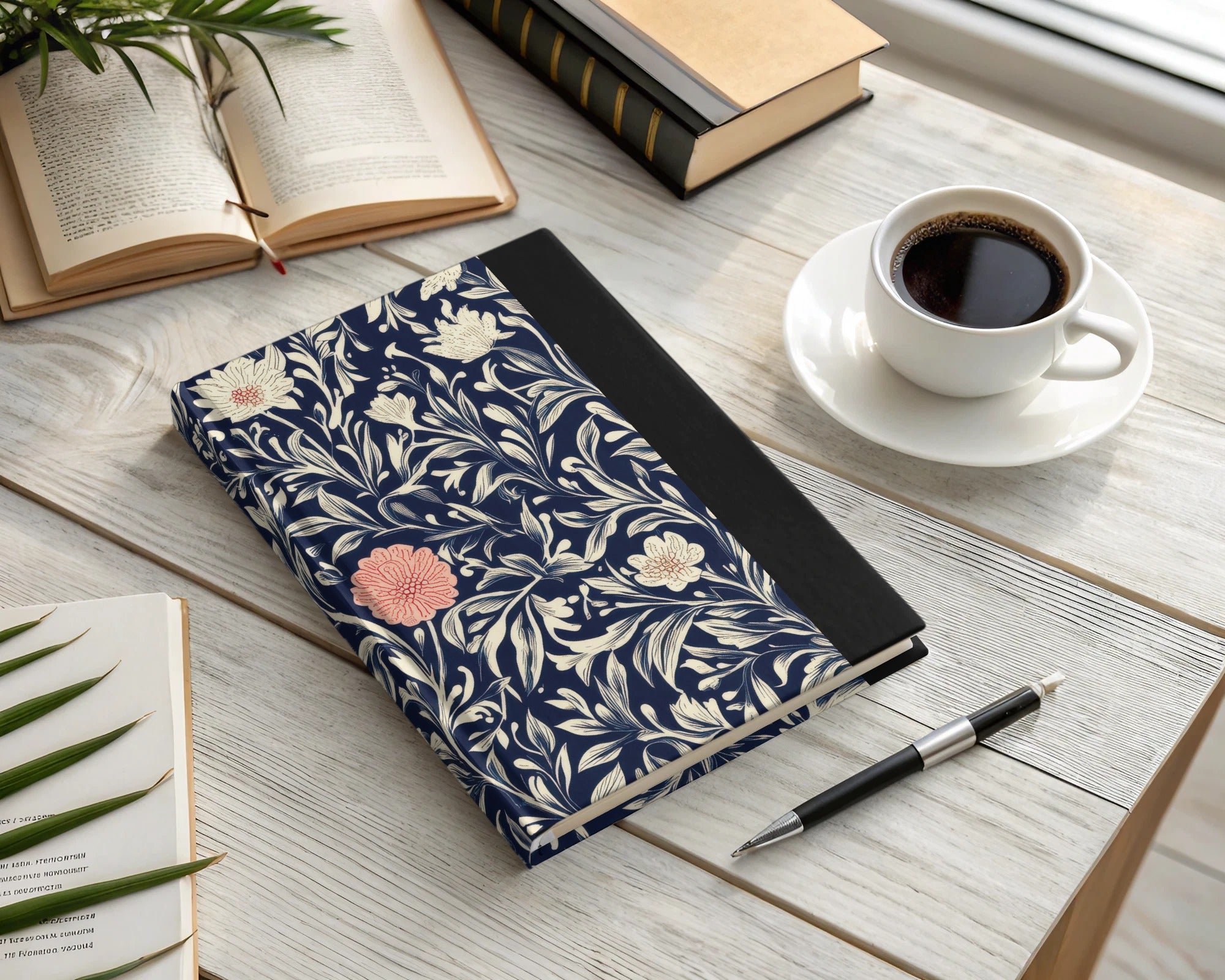 William Morris Strawberry Thief Pattern Blue White Coral Digital - Moore and Mountain