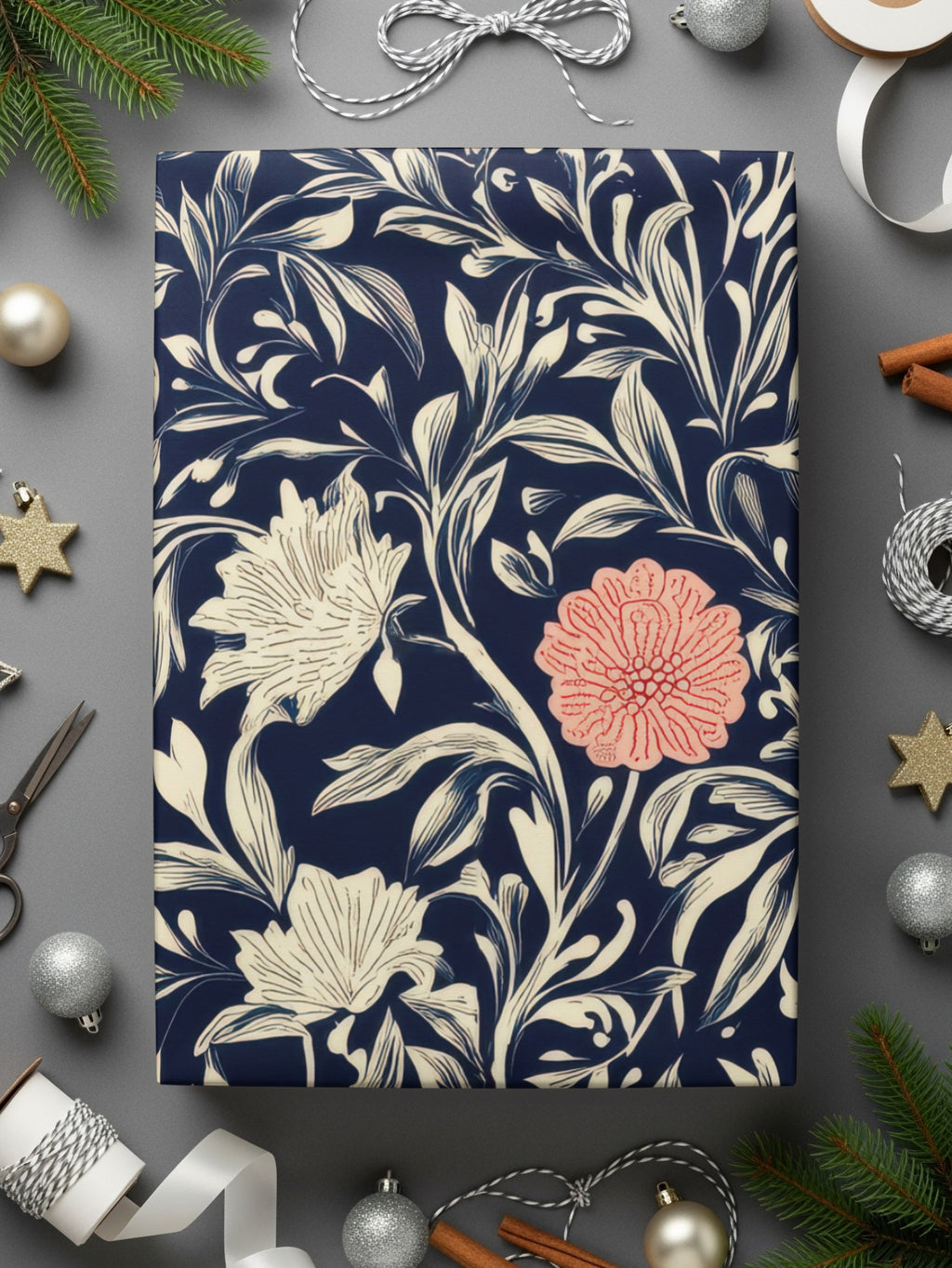 William Morris Strawberry Thief Pattern Blue White Coral Digital - Moore and Mountain