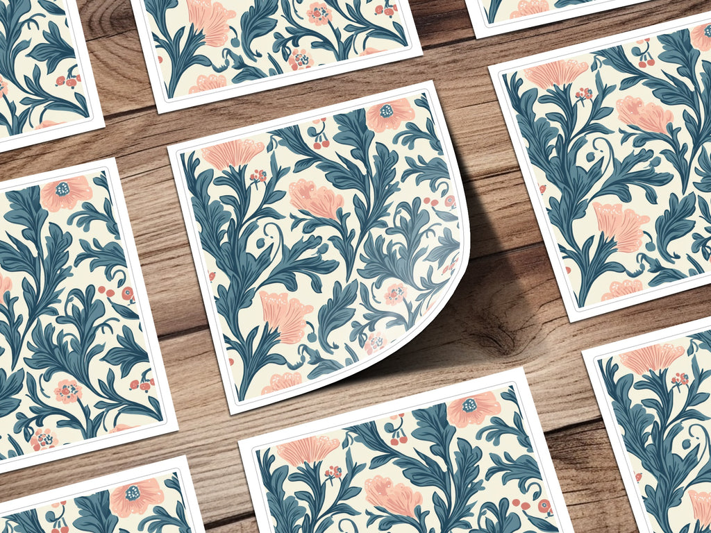 William Morris Strawberry Thief Pattern Pink Blue Digital - Moore and Mountain