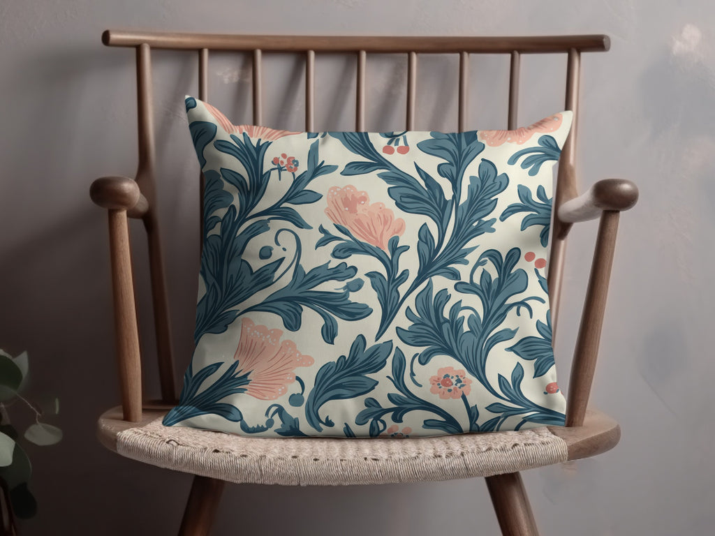 William Morris Strawberry Thief Pattern Pink Blue Digital - Moore and Mountain