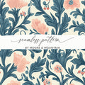 William Morris Strawberry Thief Pattern Pink Blue Digital - Moore and Mountain