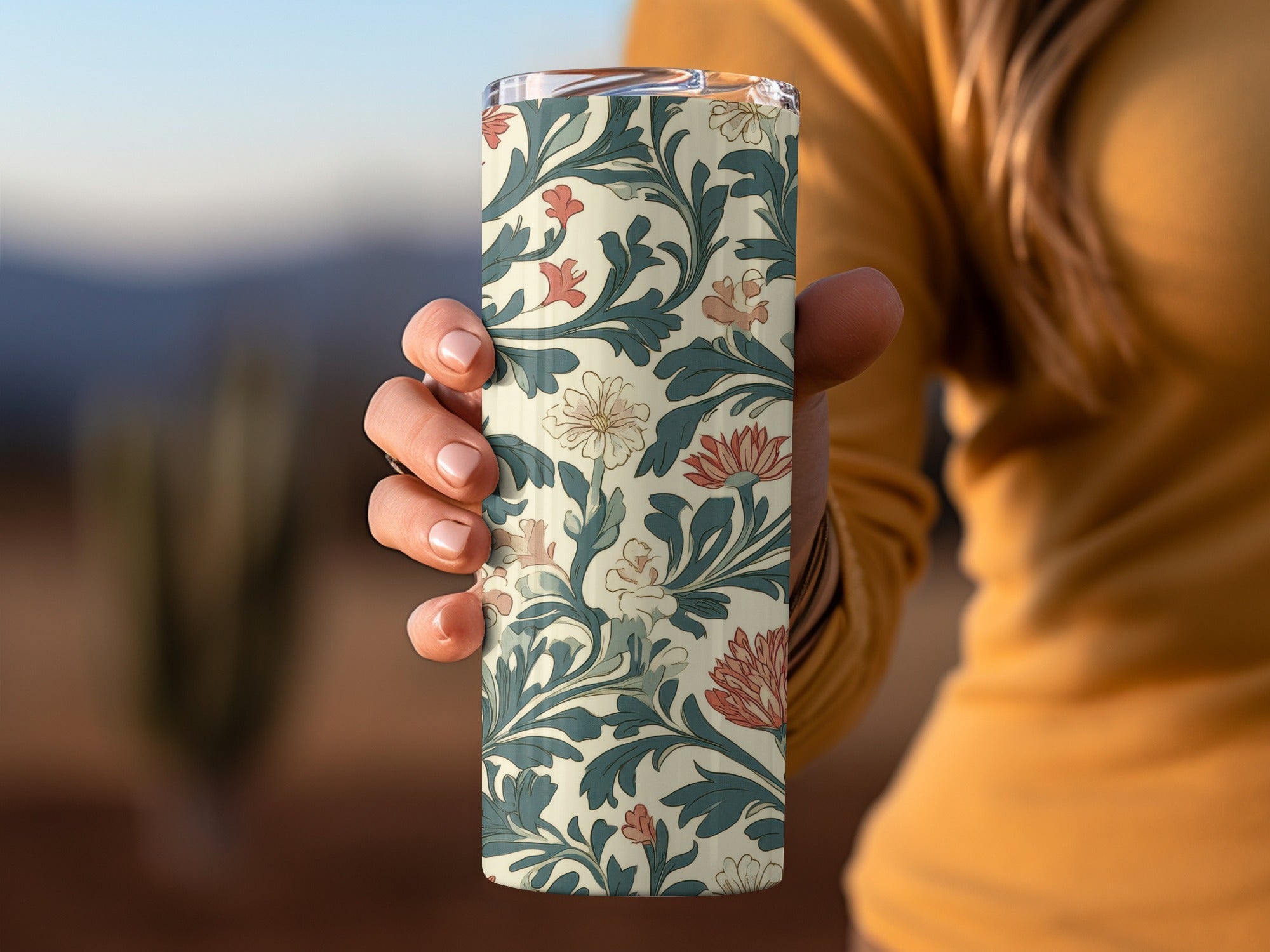William Morris Vines Background Blue Pink Digital - Moore and Mountain