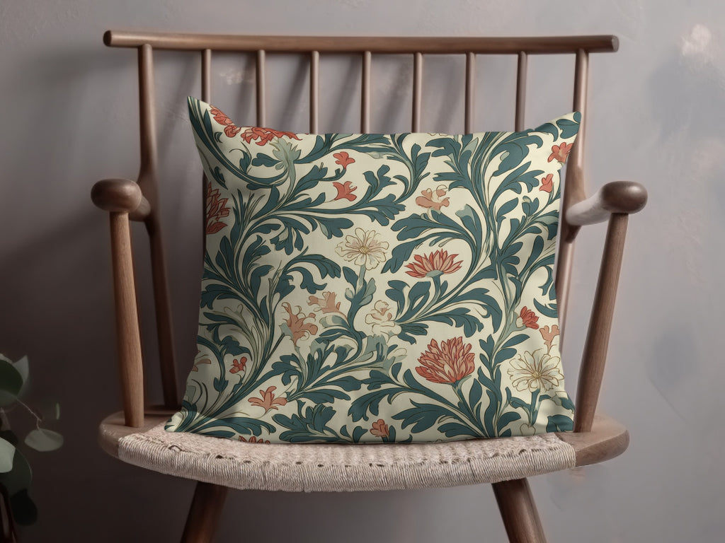 William Morris Vines Background Blue Pink Digital - Moore and Mountain