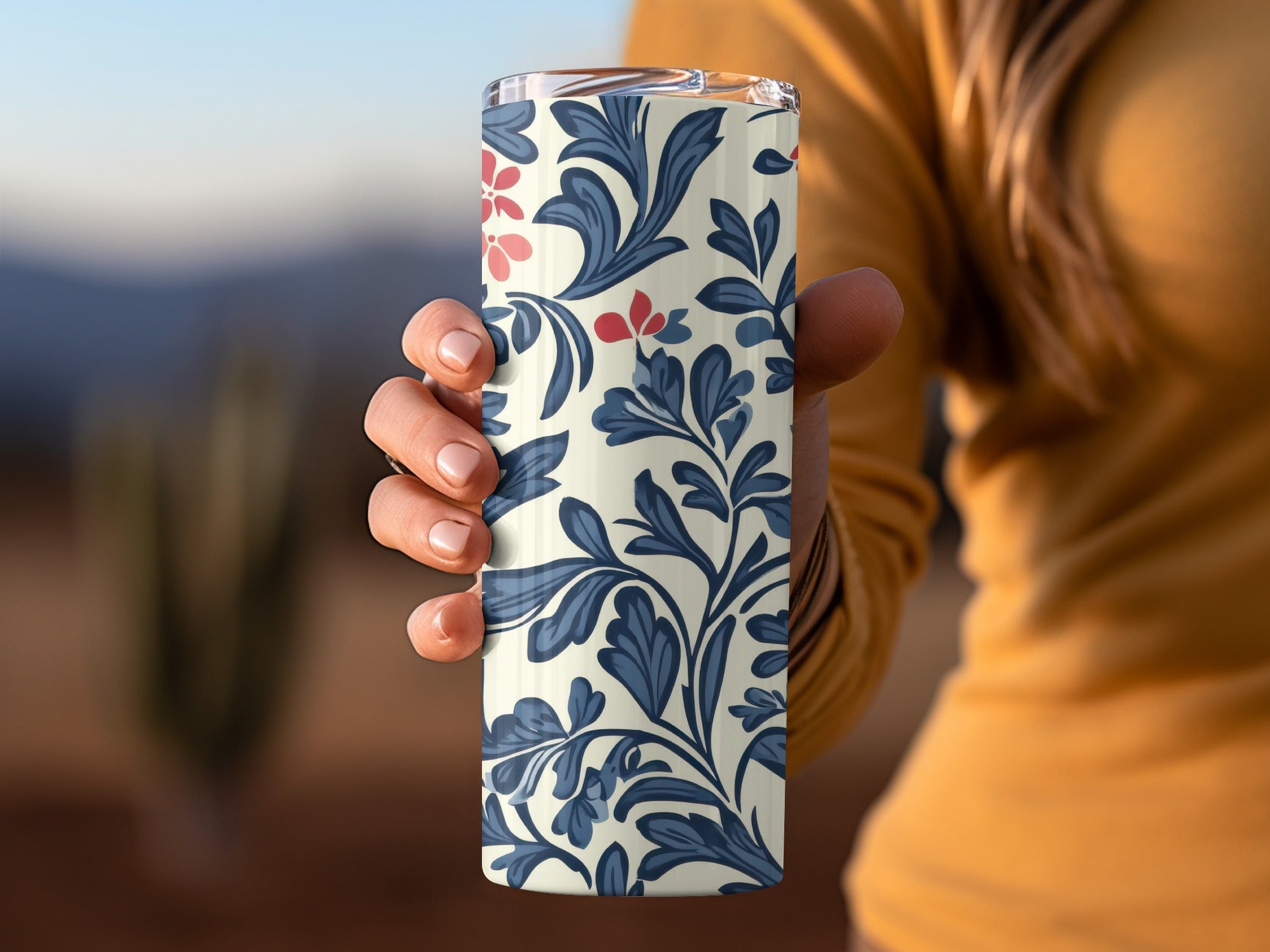 William Morris Vines Background Blue Red and Beige Digital - Moore and Mountain