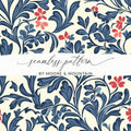 William Morris Vines Background Blue Red and Beige Digital - Moore and Mountain