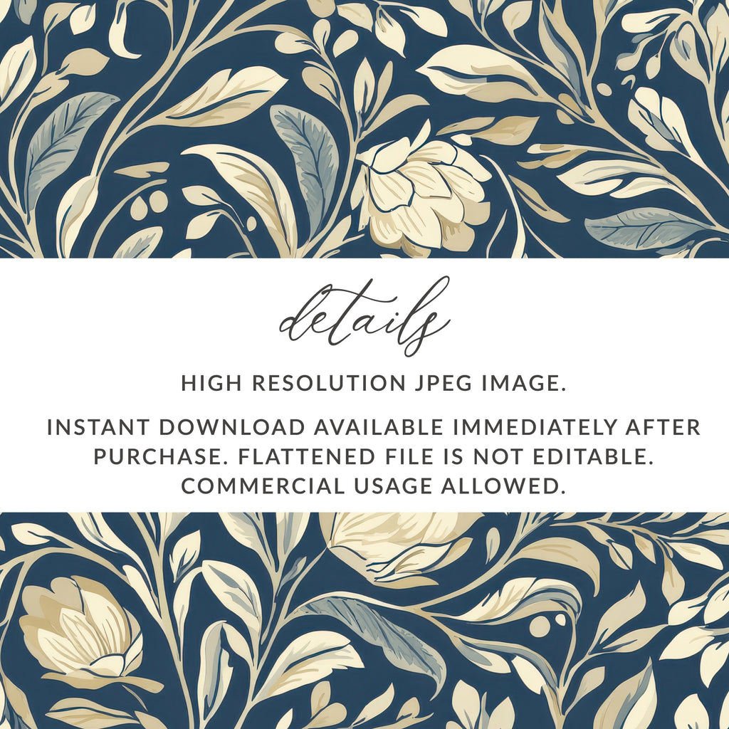 William Morris Vines Background Dark Floral Pattern Digital - Moore and Mountain