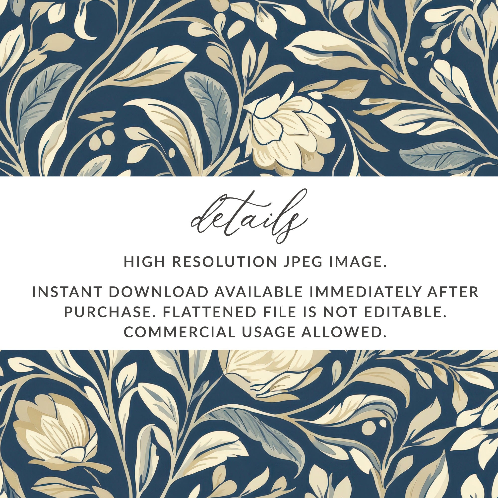 William Morris Vines Background Dark Floral Pattern Digital - Moore and Mountain