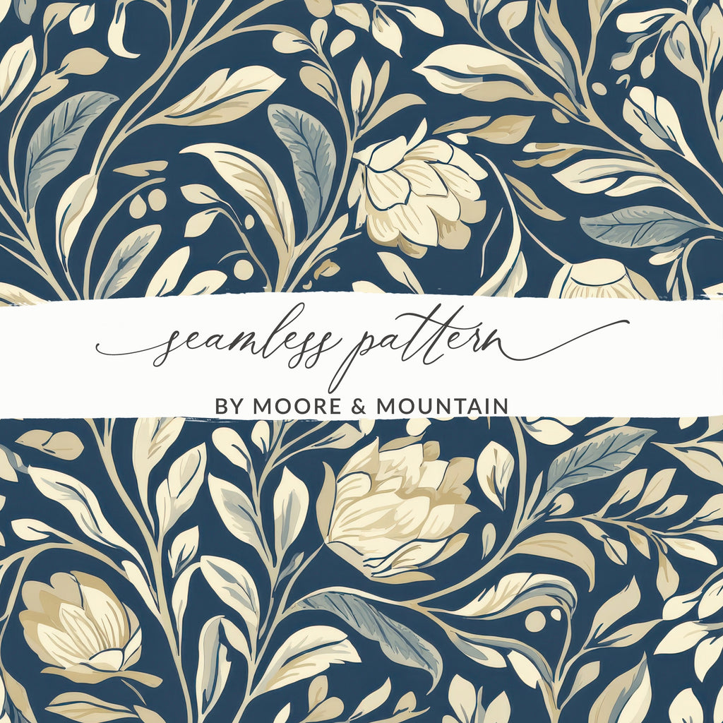 William Morris Vines Background Dark Floral Pattern Digital - Moore and Mountain