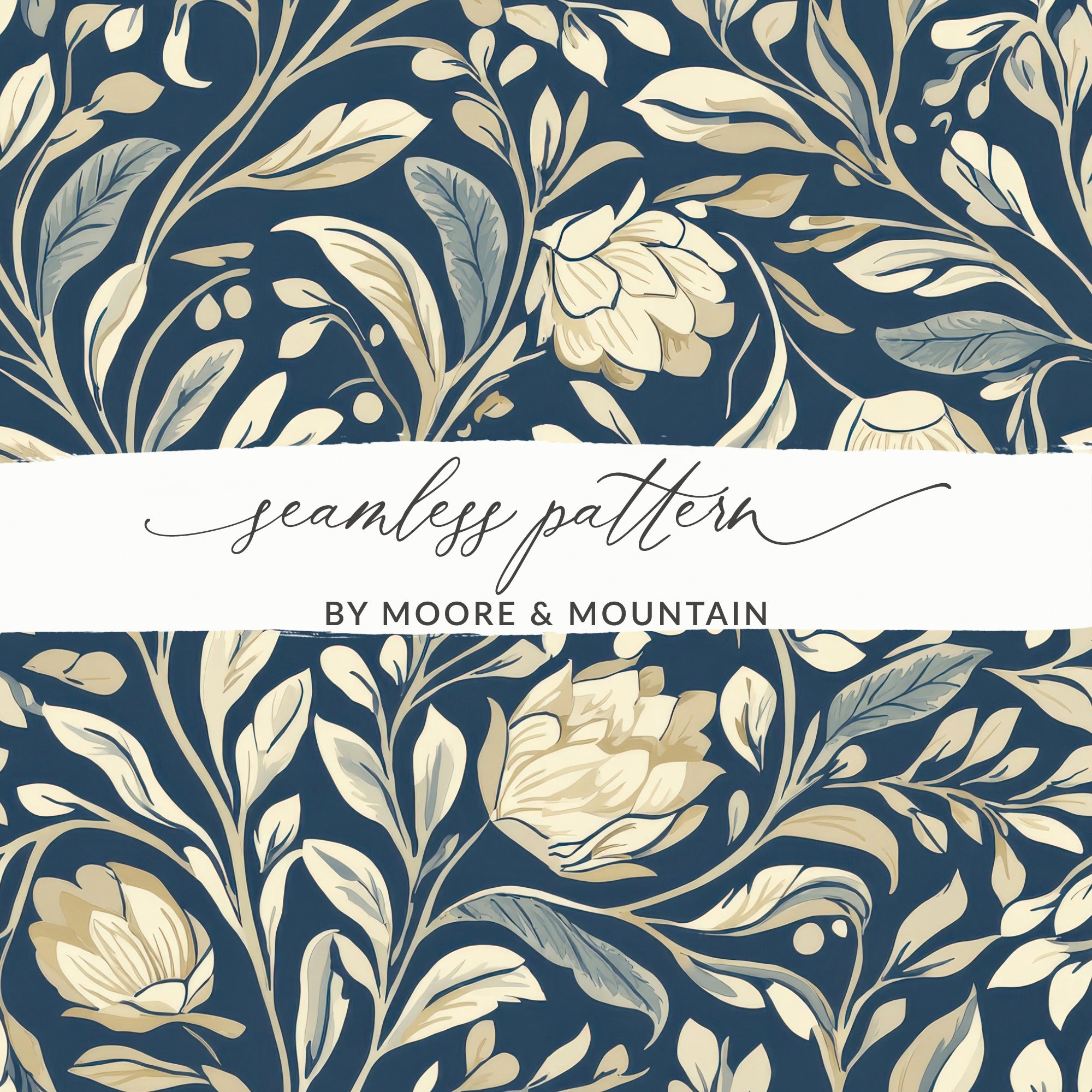 William Morris Vines Background Dark Floral Pattern Digital - Moore and Mountain