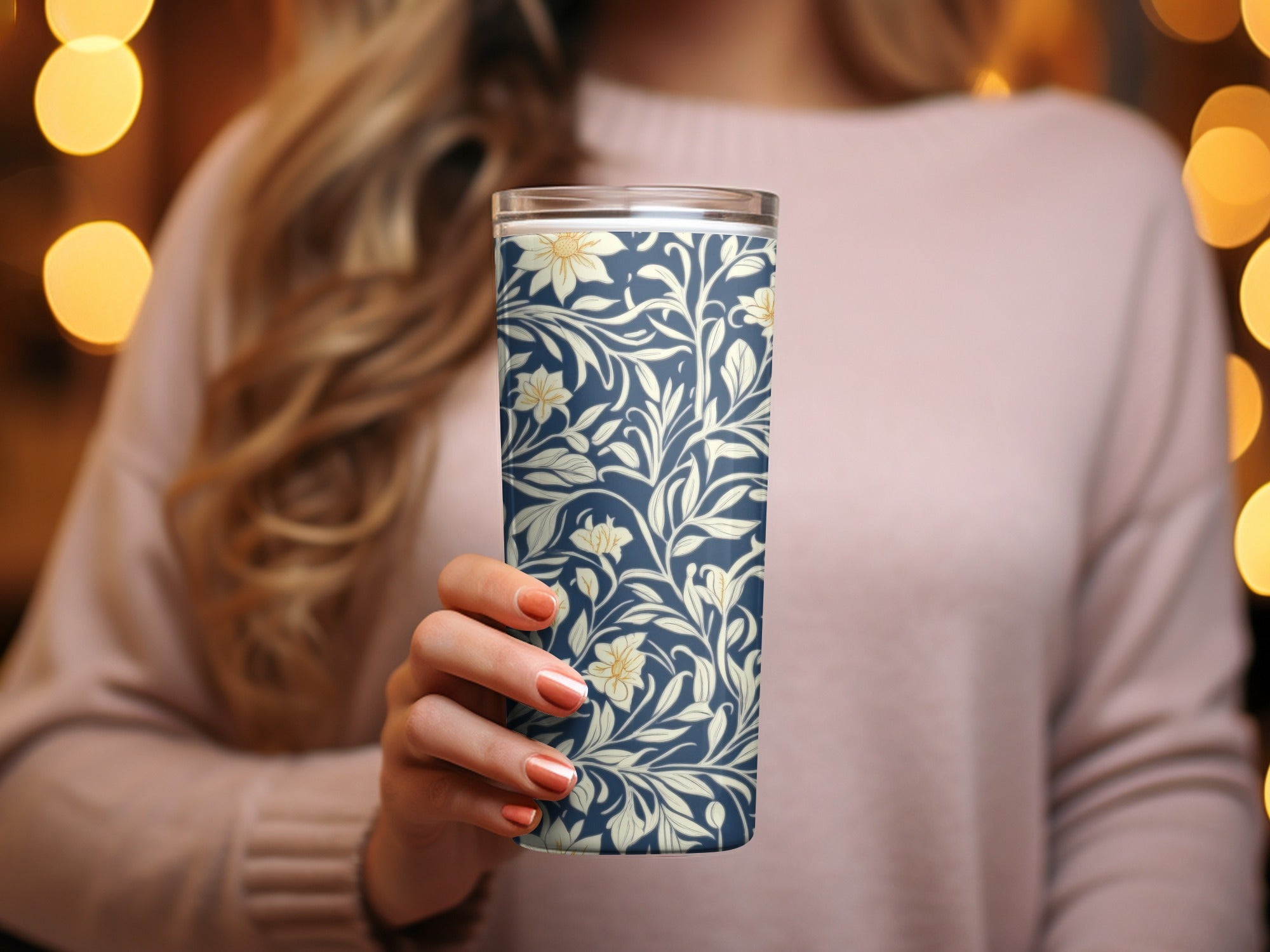 William Morris Vines Background Navy Blue Yellow Digital - Moore and Mountain