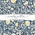 William Morris Vines Background Navy Blue Yellow Digital - Moore and Mountain