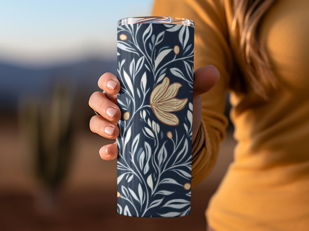 William Morris Vines Background Navy Yellow Digital - Moore and Mountain