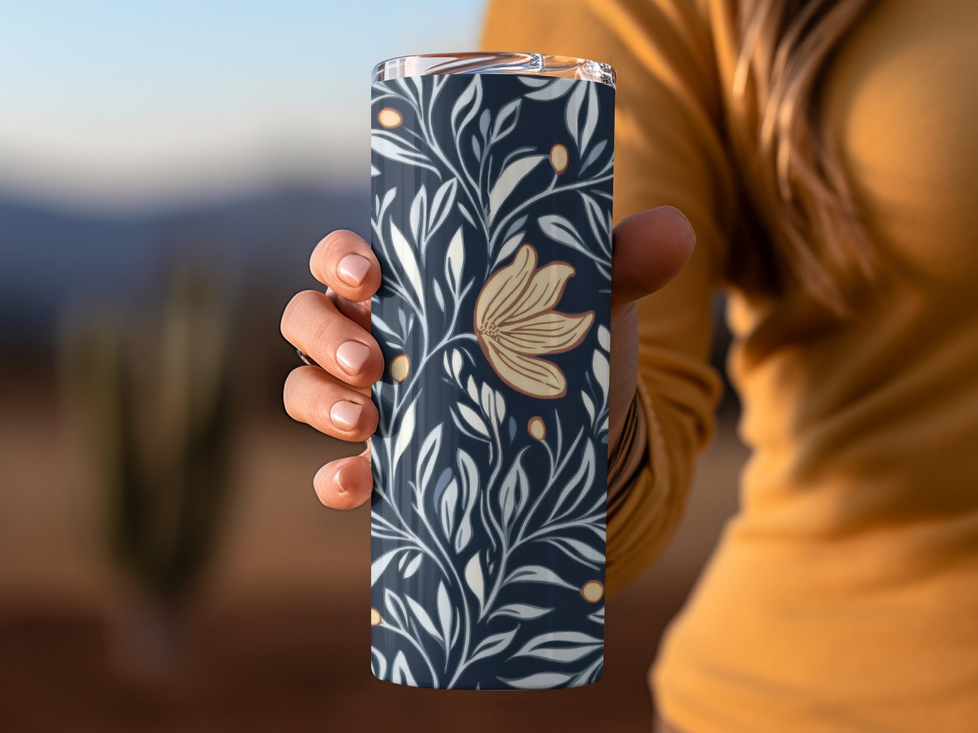 William Morris Vines Background Navy Yellow Digital - Moore and Mountain