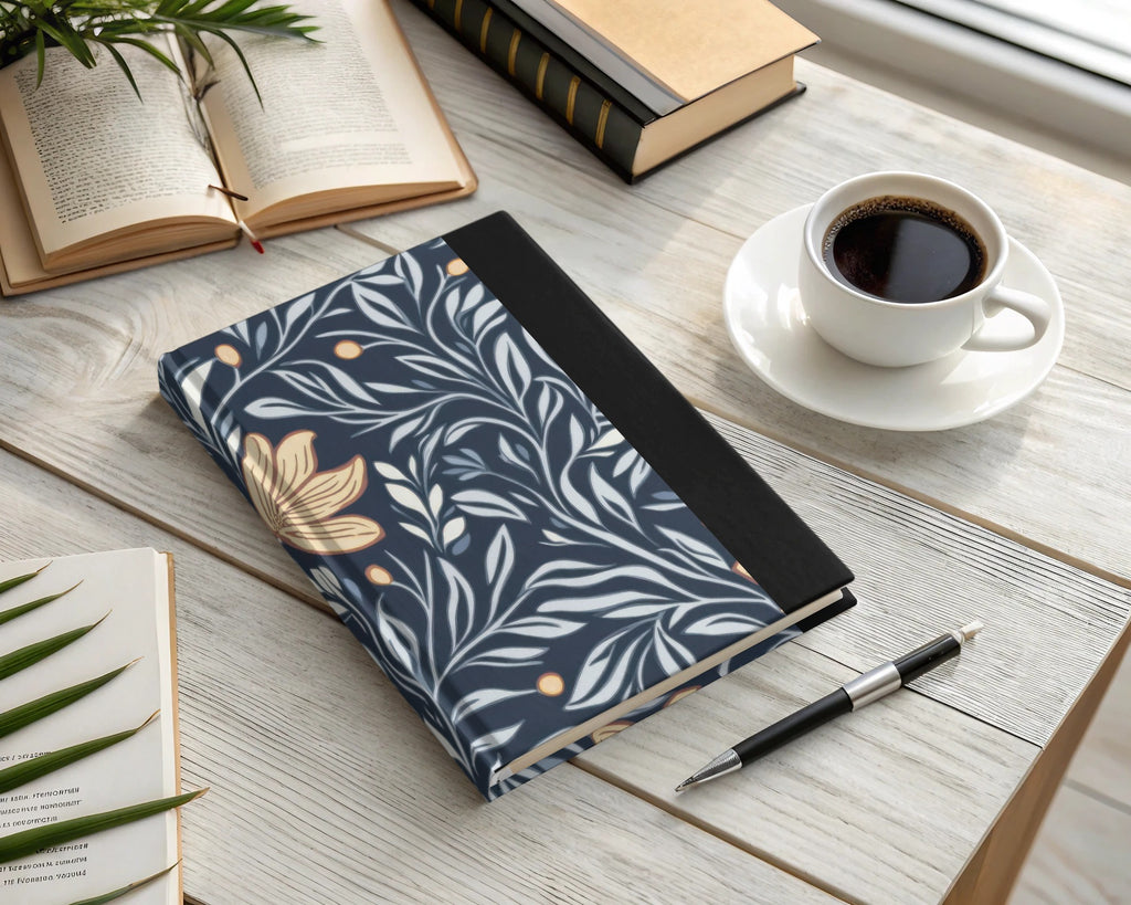 William Morris Vines Background Navy Yellow Digital - Moore and Mountain