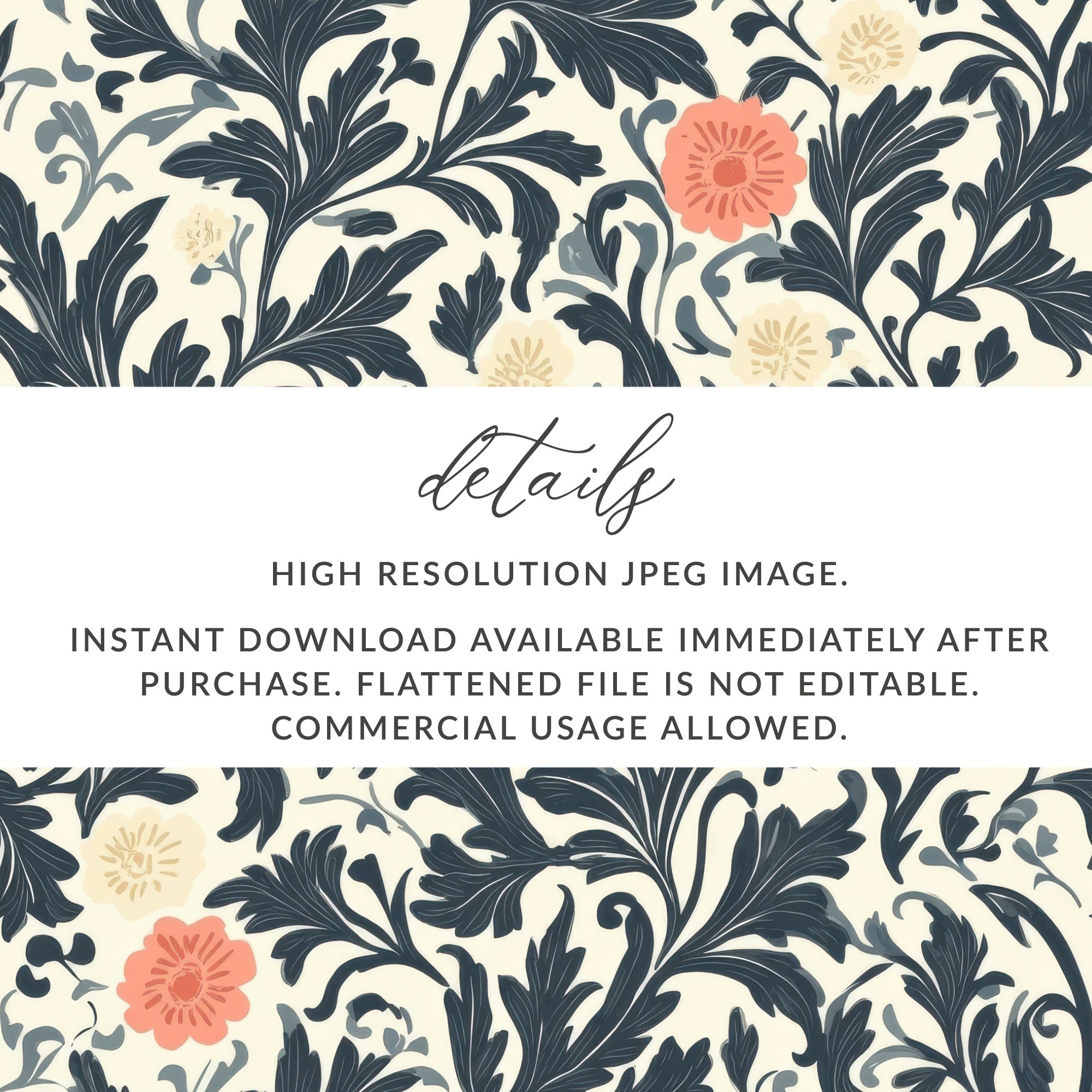 William Morris Vines Background with Dark Colors Digital - Moore and Mountain