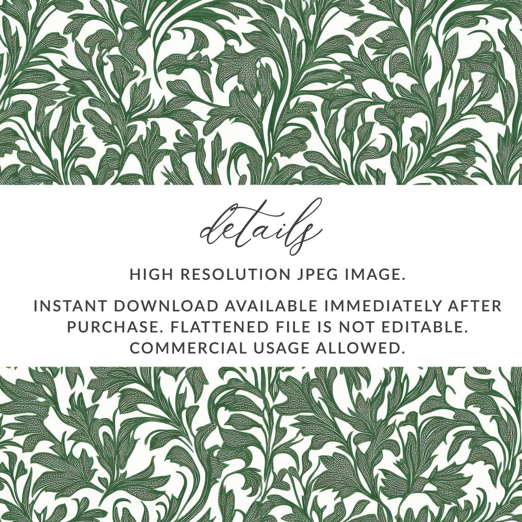 Willow Branches William Morris Seamless Vines Background Dark Green Vines Digital - Moore and Mountain