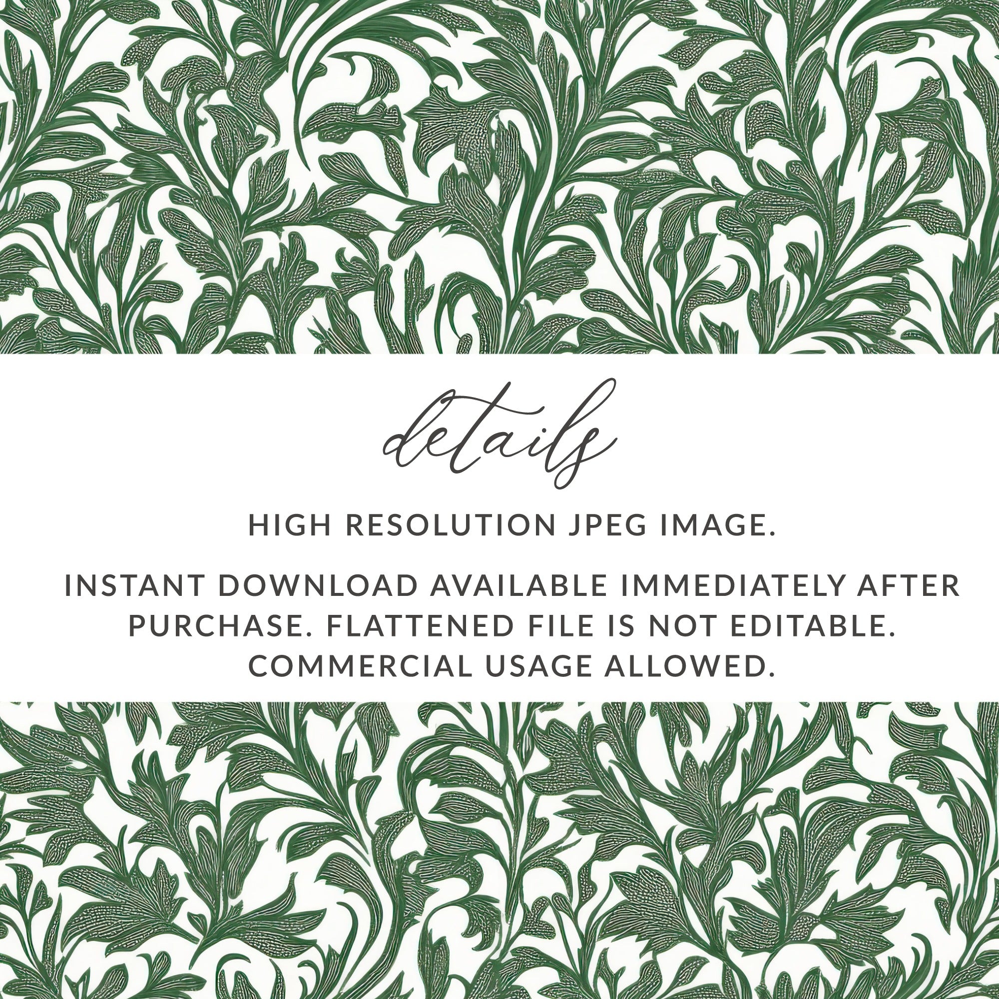 Willow Branches William Morris Seamless Vines Background Dark Green Vines Digital - Moore and Mountain