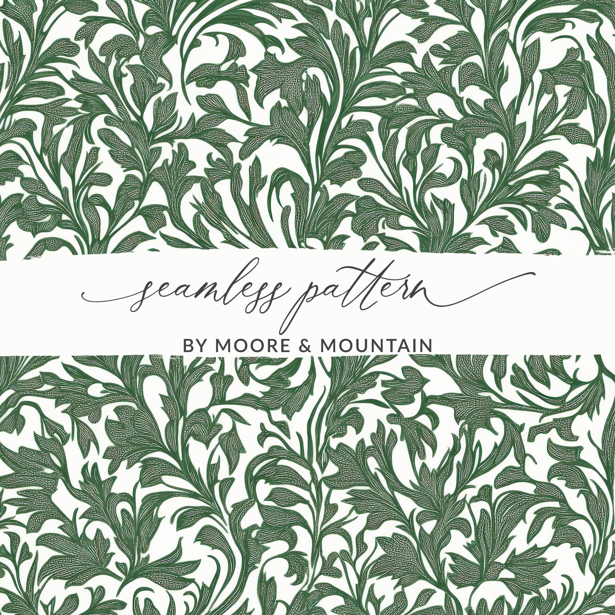 Willow Branches William Morris Seamless Vines Background Dark Green Vines Digital - Moore and Mountain