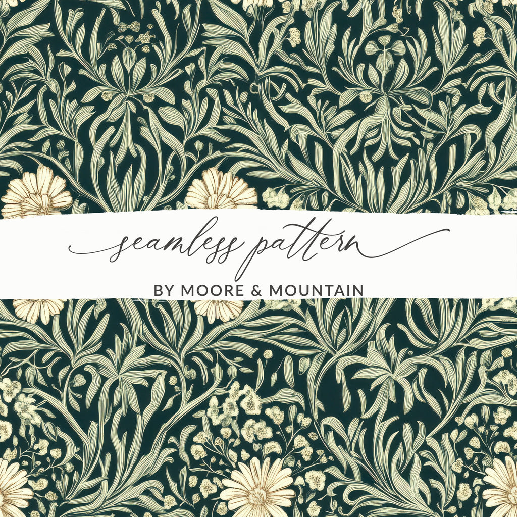 Willow Leaves William Morris Seamless Pattern Digital - Moore and Mountain