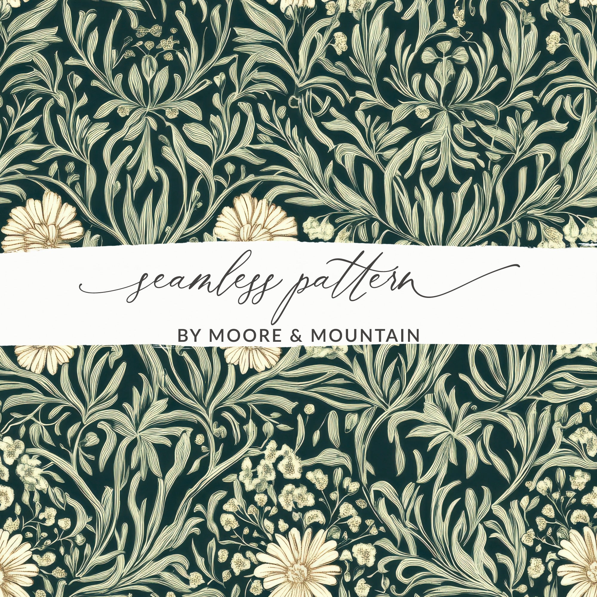 Willow Leaves William Morris Seamless Pattern Digital - Moore and Mountain