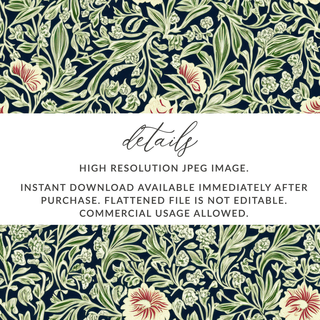 Willow leaves William Morris Larkspur Print Seamless Pattern Digital - Moore and Mountain