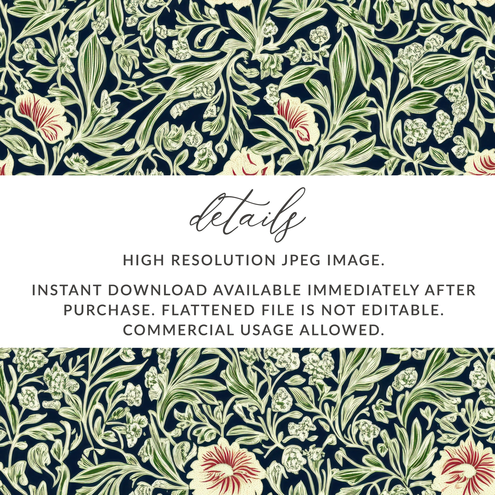 Willow leaves William Morris Larkspur Print Seamless Pattern Digital - Moore and Mountain