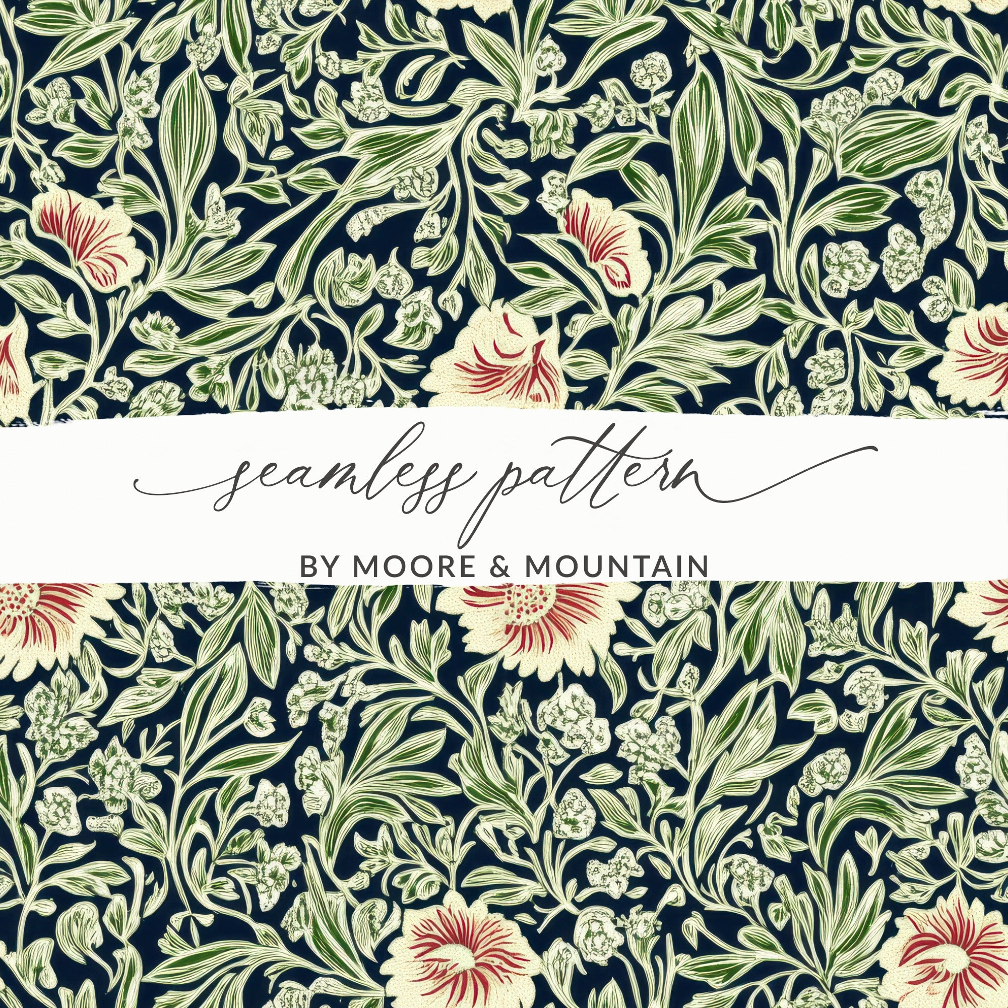 Willow leaves William Morris Larkspur Print Seamless Pattern Digital - Moore and Mountain