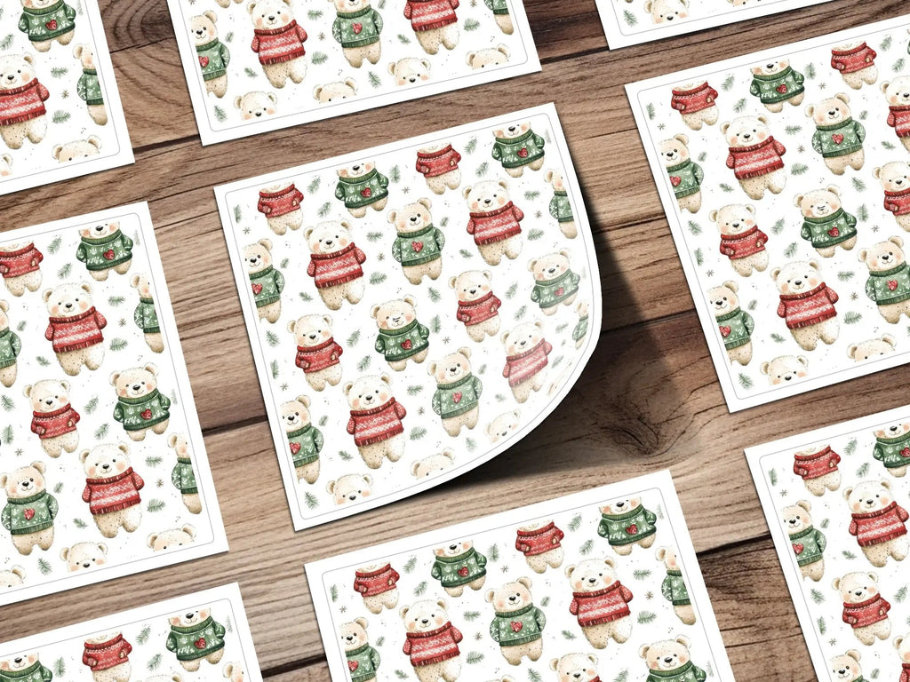 Winter Bear Seamless Pattern, Christmas Digital Paper, Holiday Bears, Cute Animal Print, Festive Fabric Design, JPEG Files, Digital - Moore and Mountain