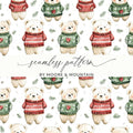 Winter Bear Seamless Pattern, Christmas Digital Paper, Holiday Bears, Cute Animal Print, Festive Fabric Design, JPEG Files, Digital - Moore and Mountain