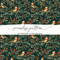 Winter Bird Seamless Pattern, Digital Paper, Christmas Design, Holiday Fabric Design, Seamless JPEG, 12x12 inches Digital Download - Moore and Mountain