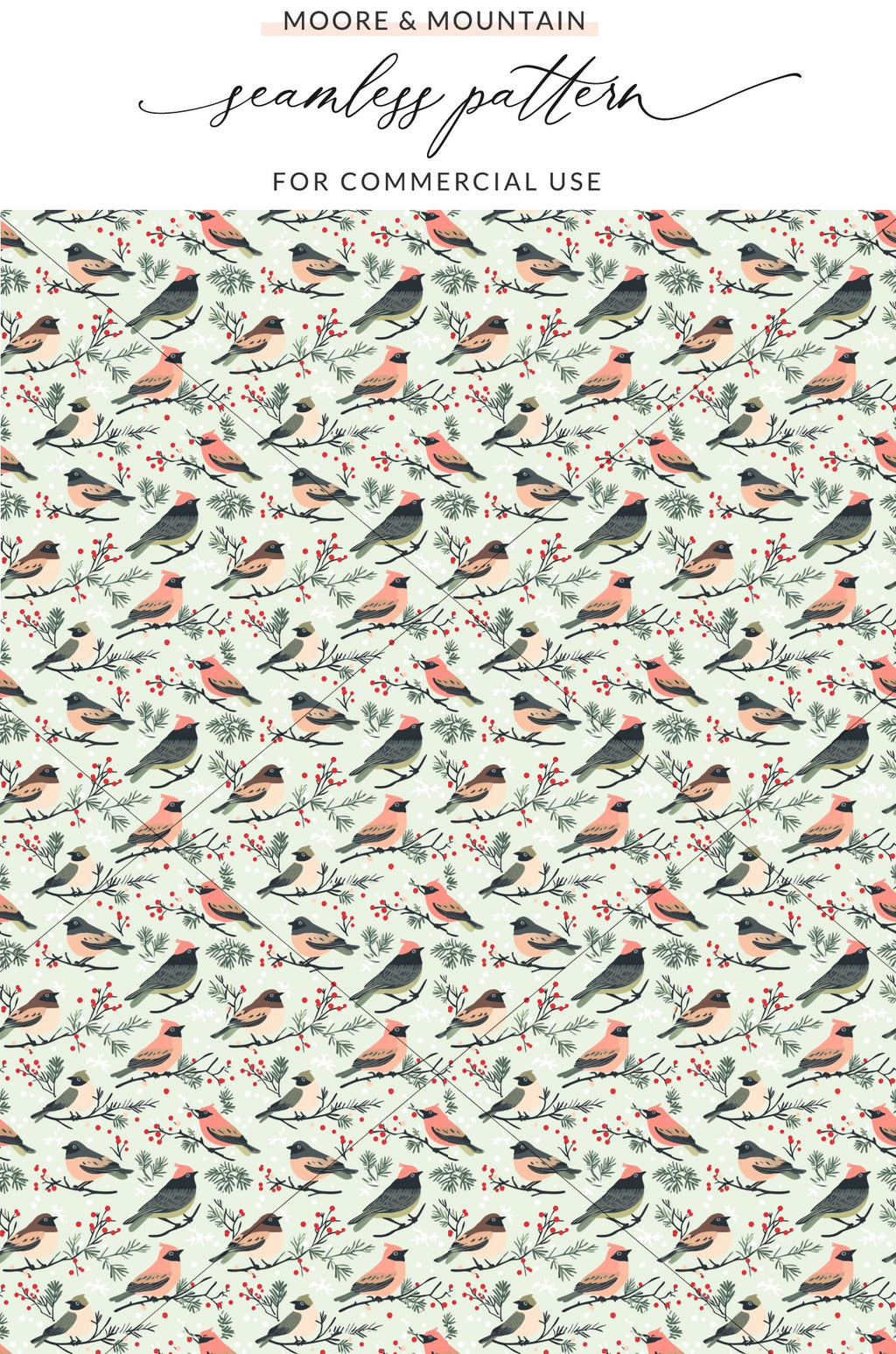 Moore & Mountain Bird Pattern For Commercial Use Product