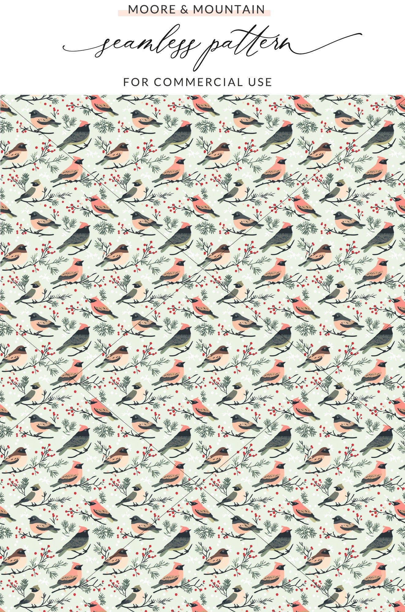 Moore & Mountain Bird Pattern For Commercial Use Product