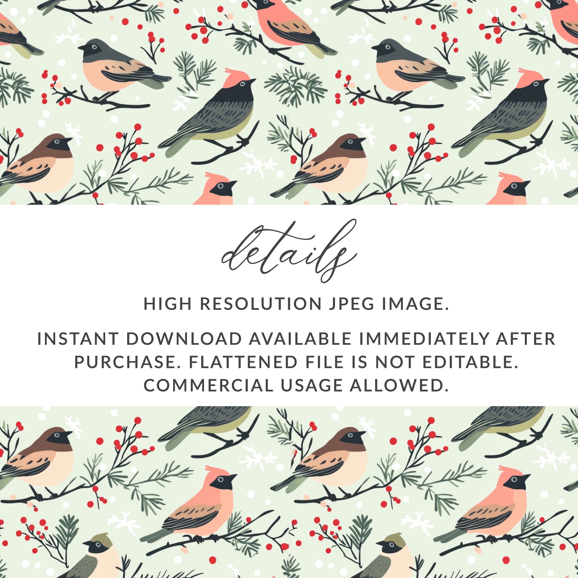 High Resolution Birds Pattern Instant Download JPEG Image