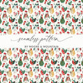 Winter Chickens Pattern Farm Animal Themed Christmas Digital - Moore and Mountain