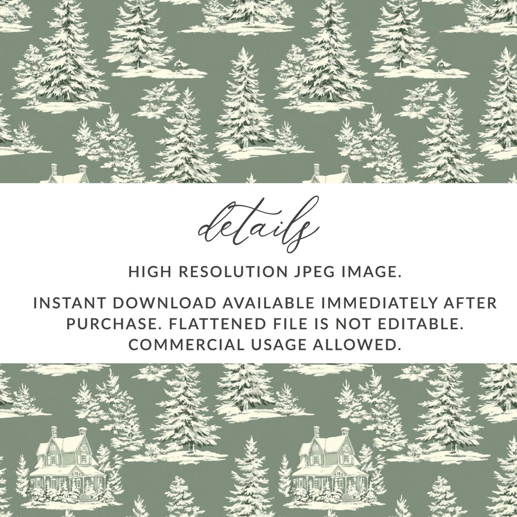 Winter Forest Digital Paper, Snowy House Seamless Pattern, Christmas Tree Digital Download, Holiday Scrapbook Paper, JPEG File, Repeat - Moore and Mountain