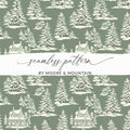Winter Forest Digital Paper, Snowy House Seamless Pattern, Christmas Tree Digital Download, Holiday Scrapbook Paper, JPEG File, Repeat - Moore and Mountain