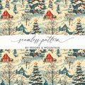 Winter Village Digital Paper, Christmas Seamless Pattern, Holiday Scene JPEG, Cozy Cottage Design, Scrapbook Paper, Printable Fabric - Moore and Mountain