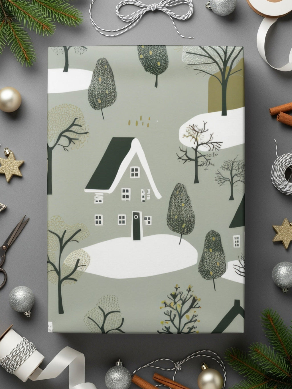 Winter Village Digital Paper, Seamless Christmas Pattern, Holiday Houses Pattern for Fabric, Cozy Town, Christmas Digital Download - Moore and Mountain