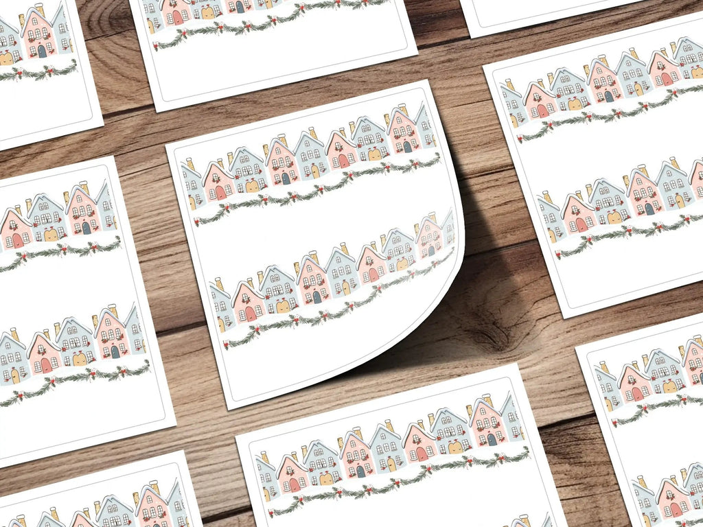 Winter Village Seamless Pattern Digital Paper, Holiday Townscape, Christmas Cottage Print, 12x12 JPEG Files, Digital Download - Moore and Mountain