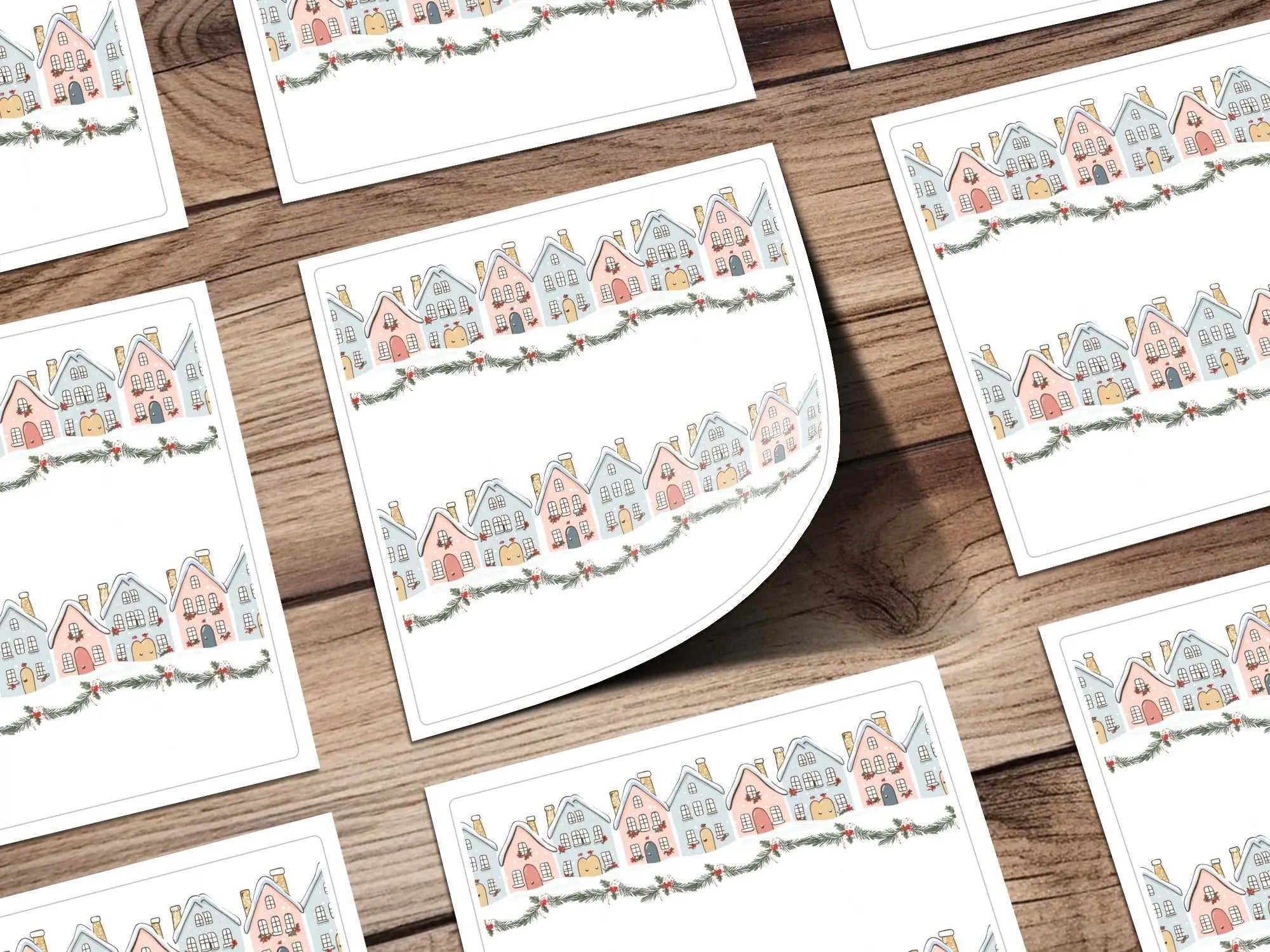 Winter Village Seamless Pattern Digital Paper, Holiday Townscape, Christmas Cottage Print, 12x12 JPEG Files, Digital Download - Moore and Mountain