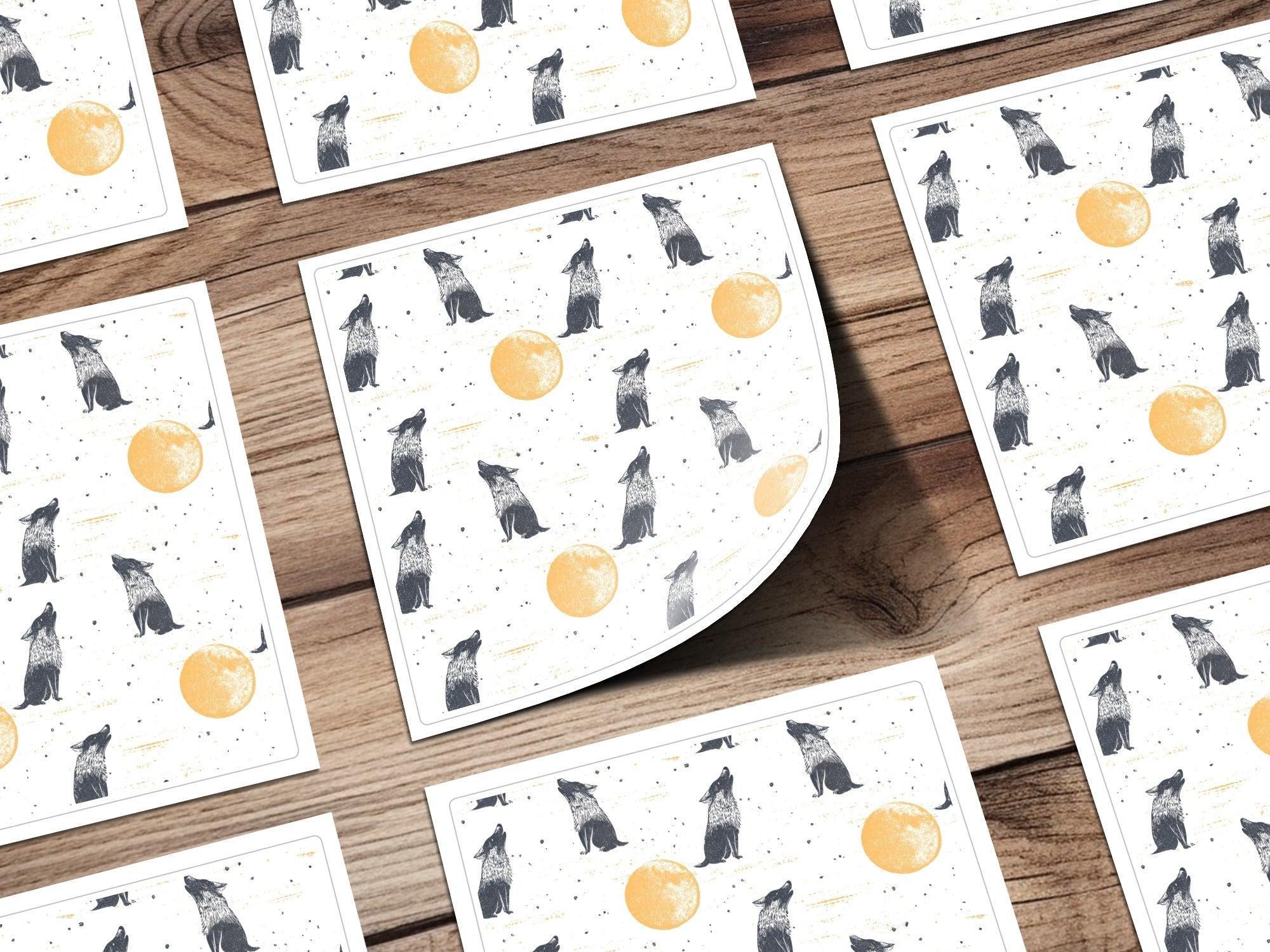 Wolf Moon Digital Paper, Seamless Pattern, JPEG, Wolf Howling, Moon, Animal Print, Fabric Design, Scrapbooking, Digital Download - Moore and Mountain