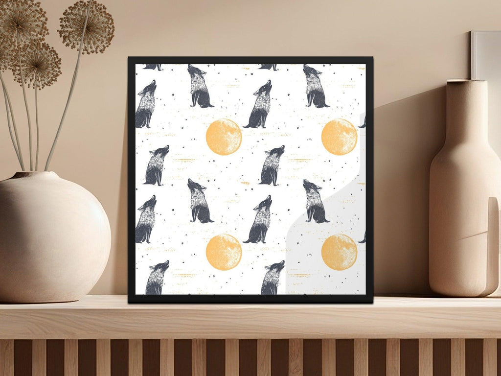 Wolf Moon Digital Paper, Seamless Pattern, JPEG, Wolf Howling, Moon, Animal Print, Fabric Design, Scrapbooking, Digital Download - Moore and Mountain